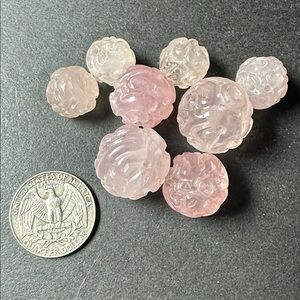 RARE Vintage Chinese Carved Rose Quartz Beads